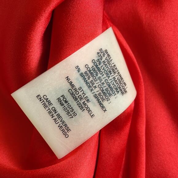 Alice + Olivia Asymmetrical Side Ruffle Back Cutout Dress Bright Poppy Small - Picture 13 of 14